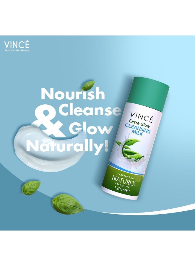 VINCE Extra Glow Cleansing Milk - Deal 2 – Deeply Cleanses, Removes Makeup, Dirt & Impurities – Refines Pores, Balances Moisture & Restores Skin Vitality for Soft, Supple Skin – Paraben-Free, 120ml Each - Image 2